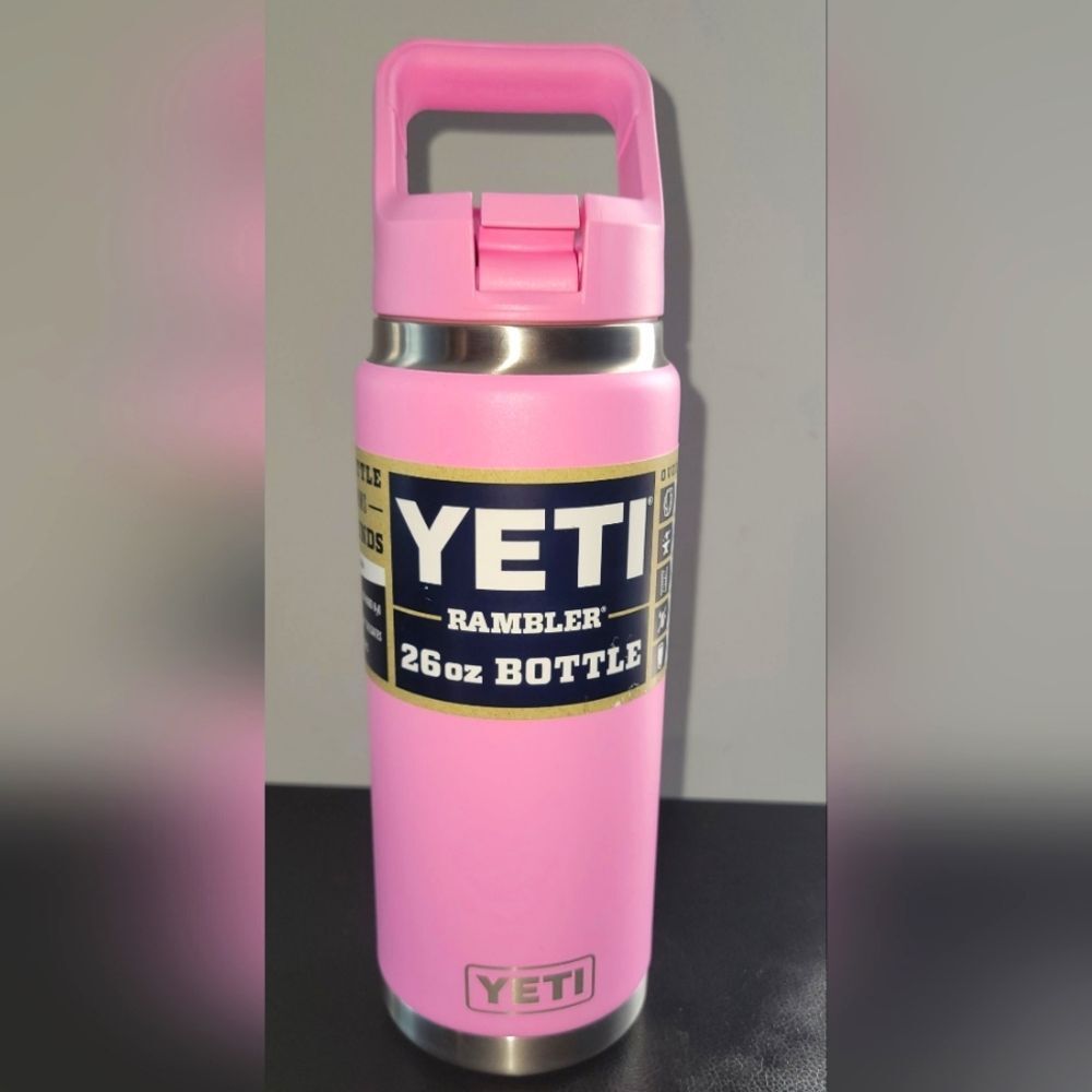 Yeti Rambler - 26 oz Bottle Power Pink with Color Matched Straw Cap